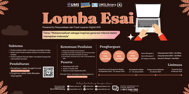 Lomba Esai Tema Muhammadiyah sebagai inspirasi generasi milenial dalam memajukan indonesia