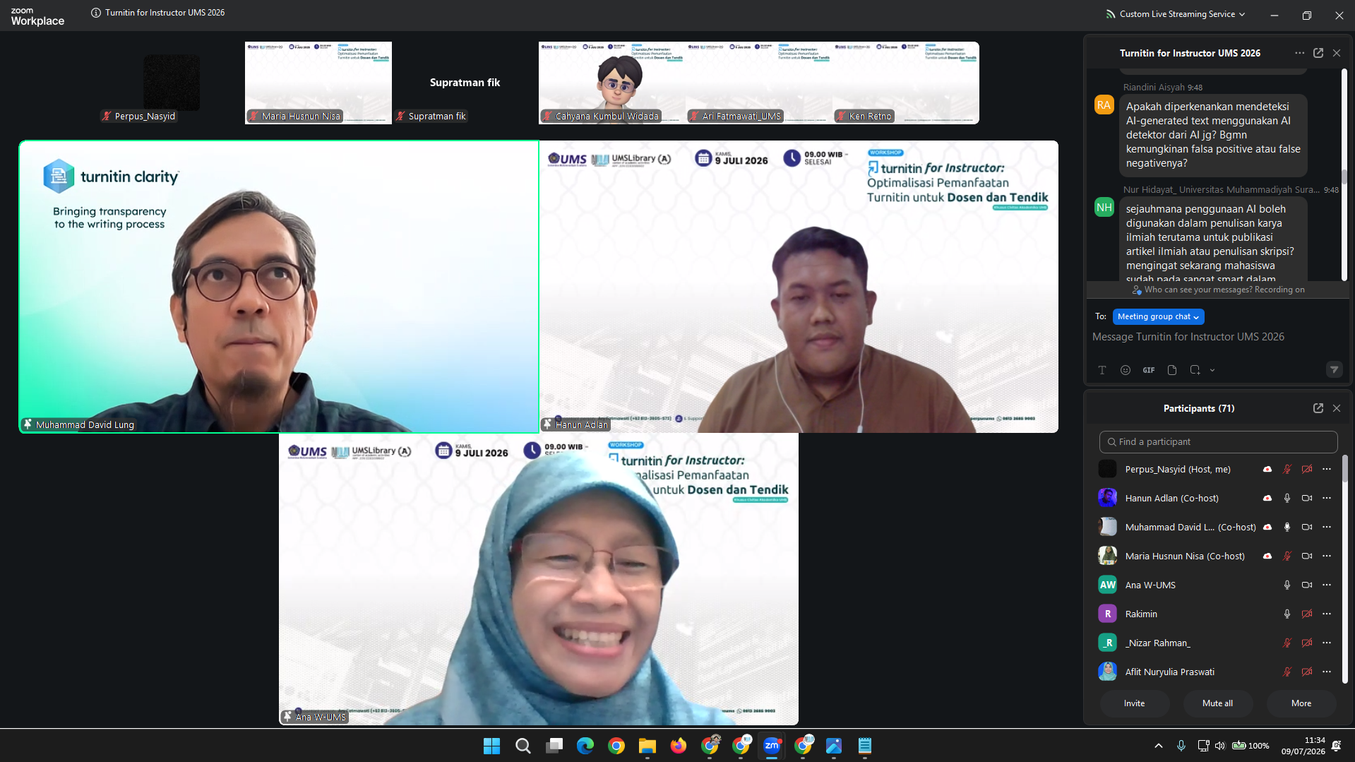 Perpustakaan UMS Selenggarakan Workshop Turnitin for Instructor untuk Optimalisasi Pemanfaatan Turnitin
