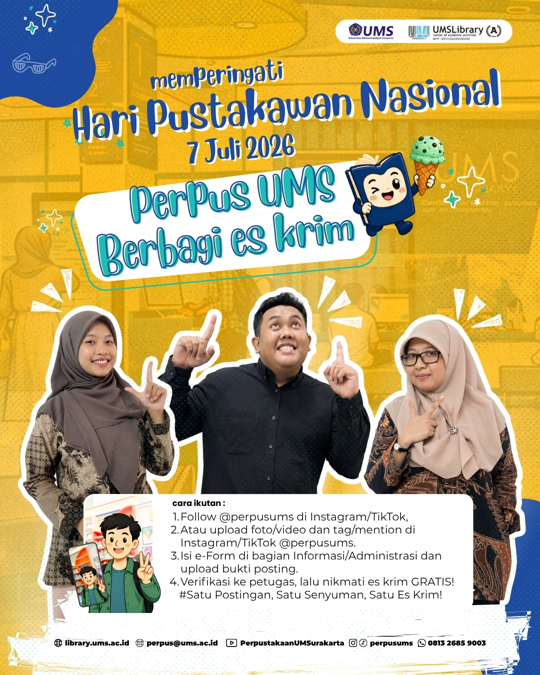 Perpus UMS Ajak Sivitas Akademika Rayakan Hari Pustakawan Nasional Melalui Program Berbagi Es Krim